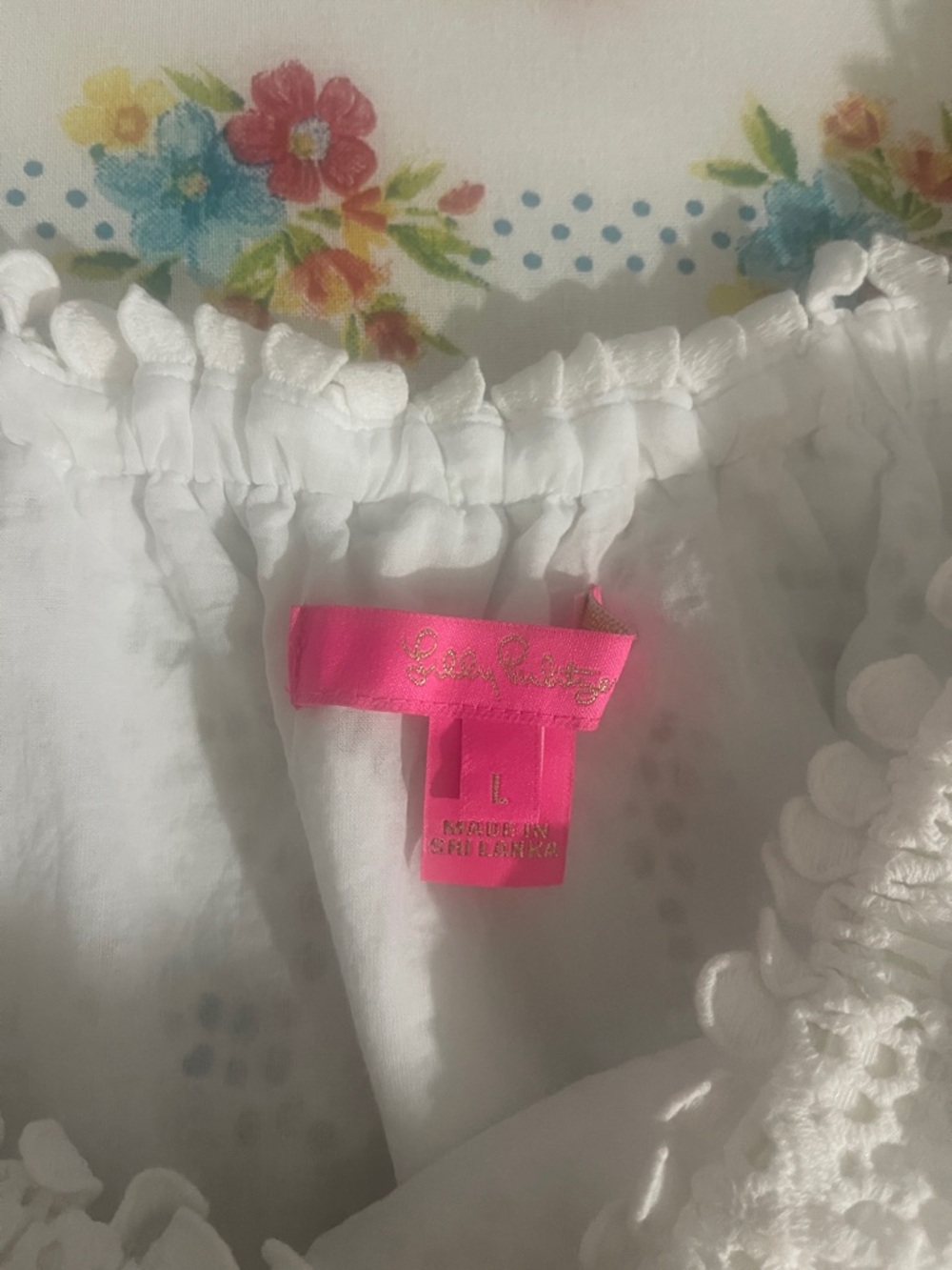 Lilly Pulitzer White Off-Shoulder Eyelet Lace Women's Top - Picture 5 of 6